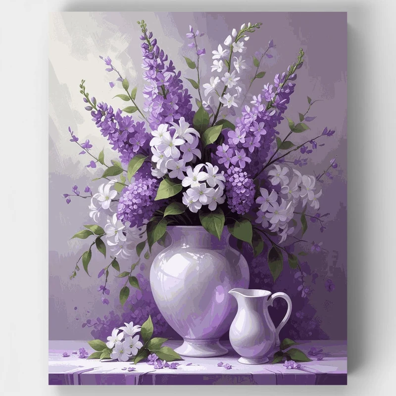 Purple Lilac Bouquet Still Life - Paint by Numbers Kit