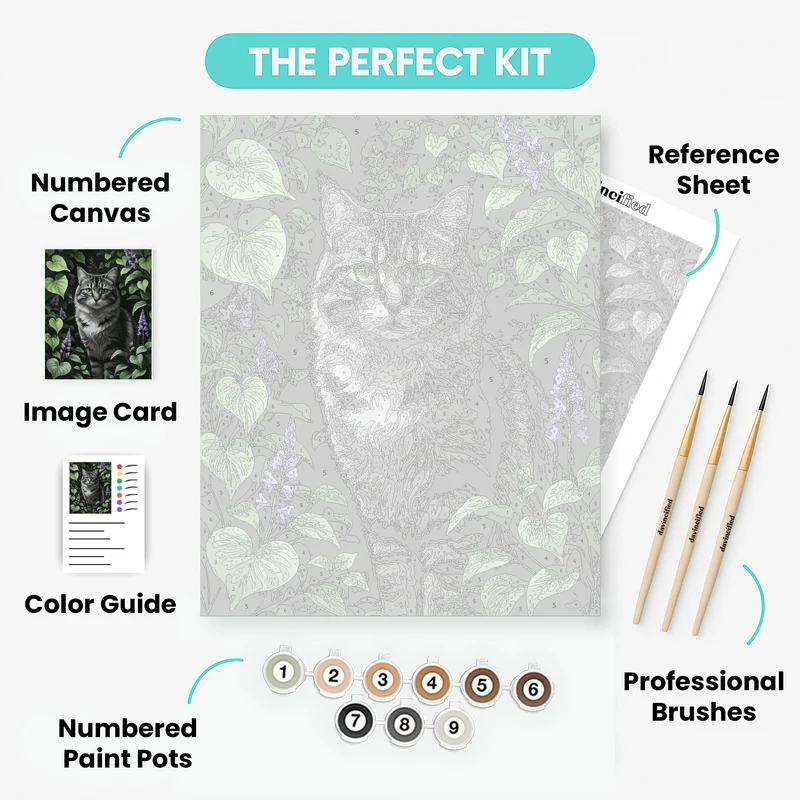 Tabby Cat in Botanical Garden - Paint by Numbers Kit