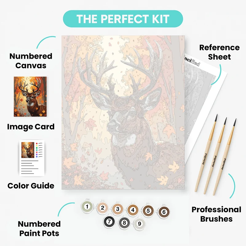 Majestic Buck in Autumn Woodland - Paint by Numbers Kit