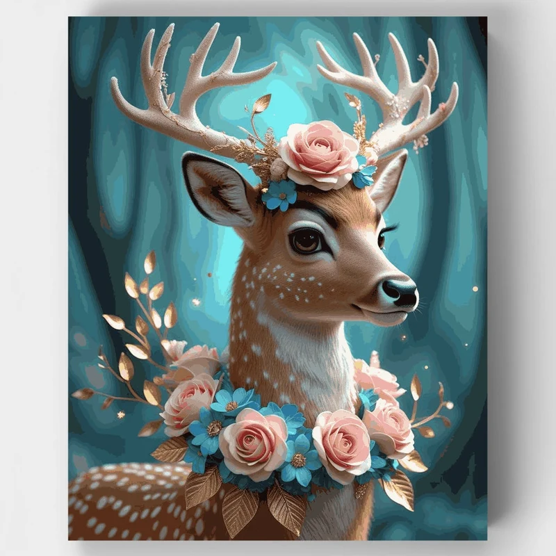 Enchanted Deer with Floral Crown - Paint by Numbers Kit