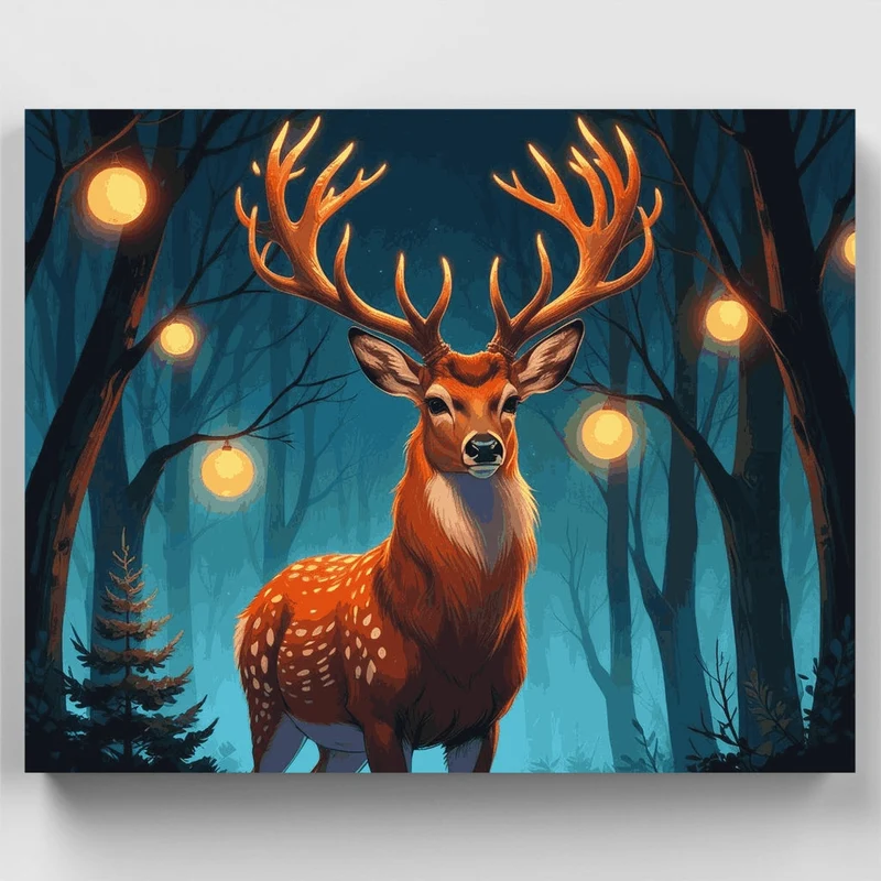 Majestic Deer in Enchanted Forest - Paint by Numbers Kit
