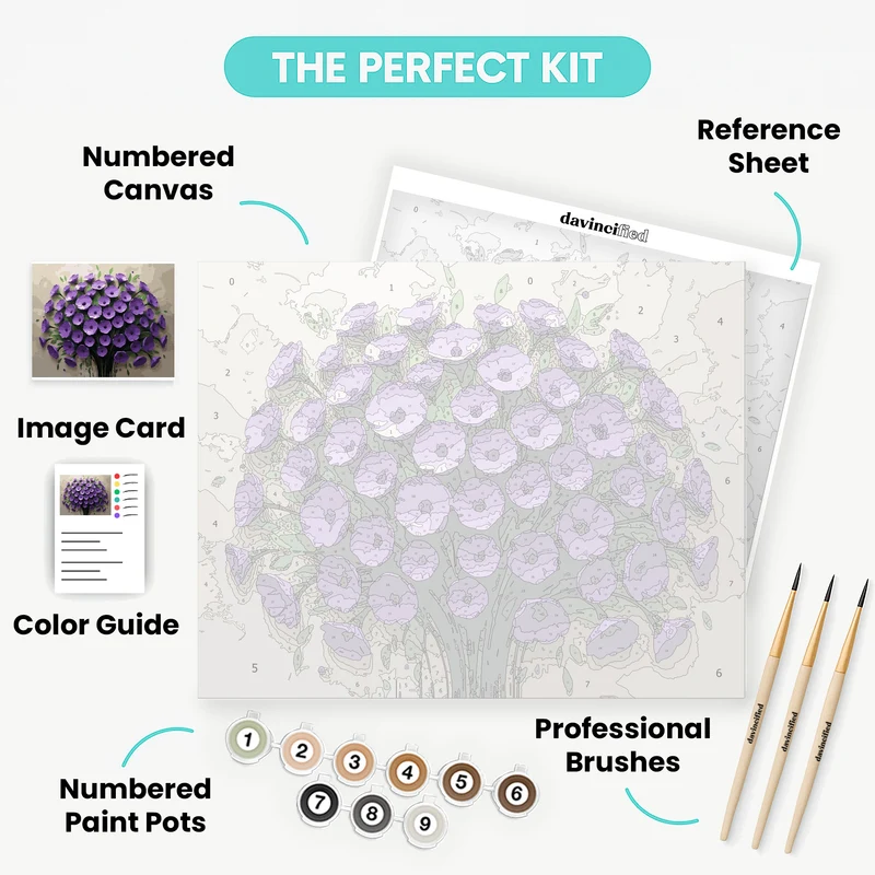 Purple Flowers Bouquet - Paint by Numbers Kit