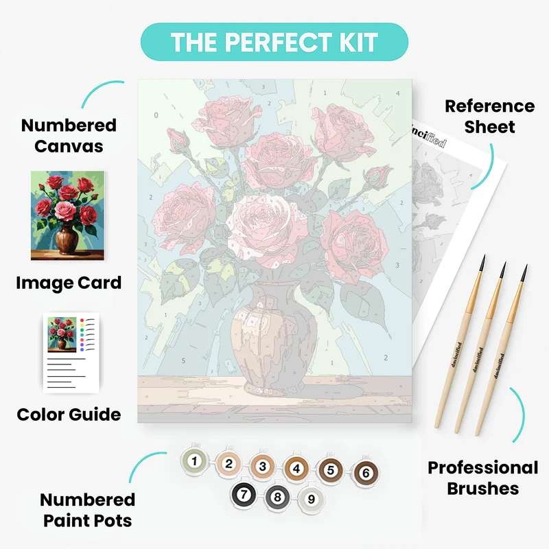 Red Roses in Vase - Paint by Numbers Kit
