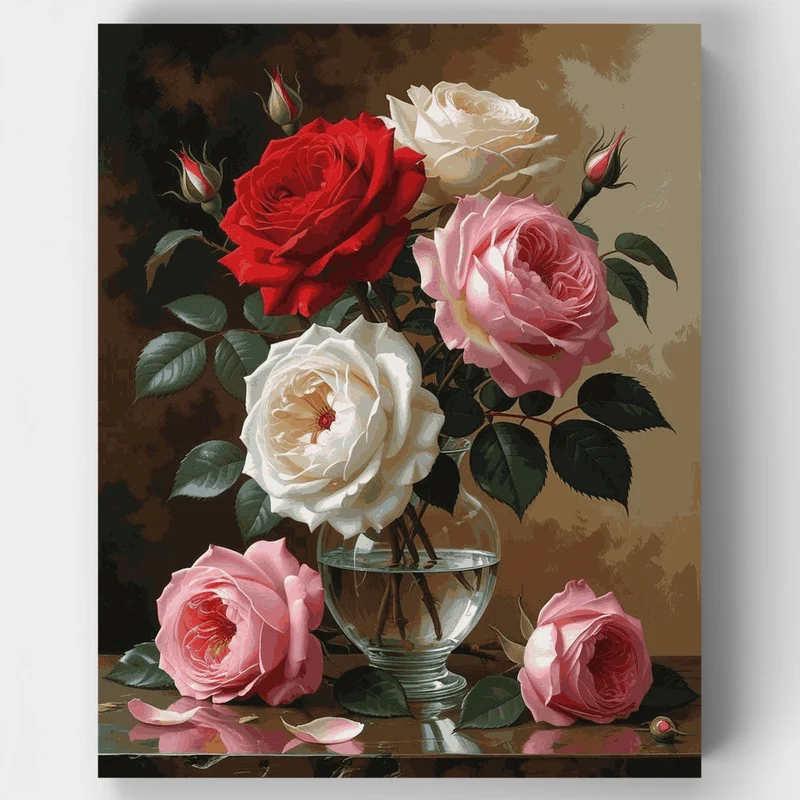 Classic Rose Bouquet Still Life - Paint by Numbers Kit