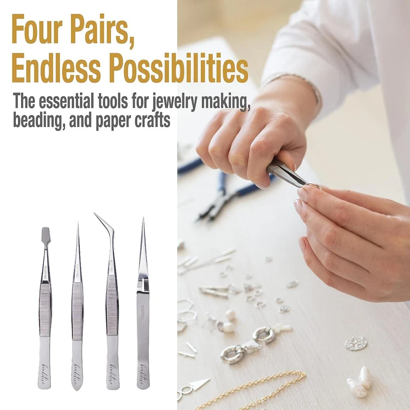Präzisionspinzetten-Set Edelstahl Schmuck Nagelkunst