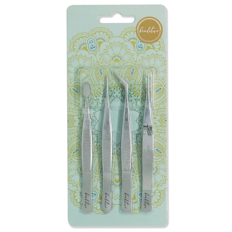 Präzisionspinzetten-Set Edelstahl Schmuck Nagelkunst