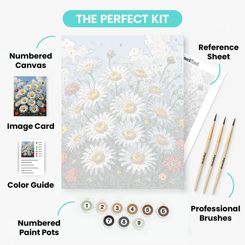 Cheerful Daisy Field - Paint by Numbers Kit