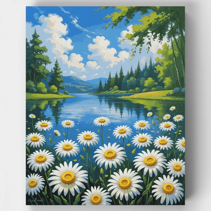 Daisy Lake Landscape - Paint by Numbers Kit