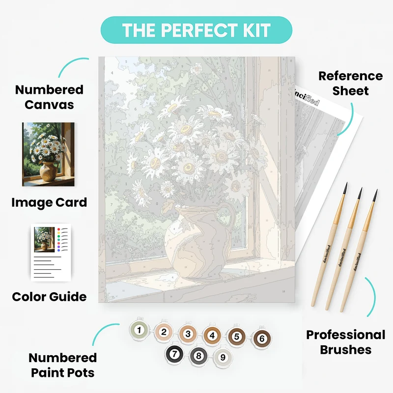 Daisy Bouquet by the Window - Paint by Numbers Kit