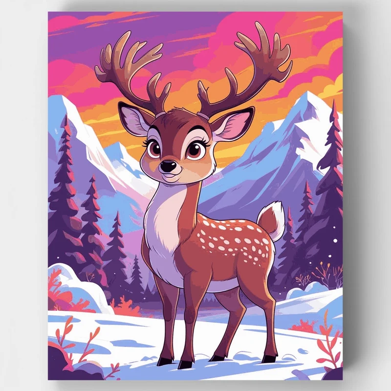 Adorable Winter Deer - Paint by Numbers Kit