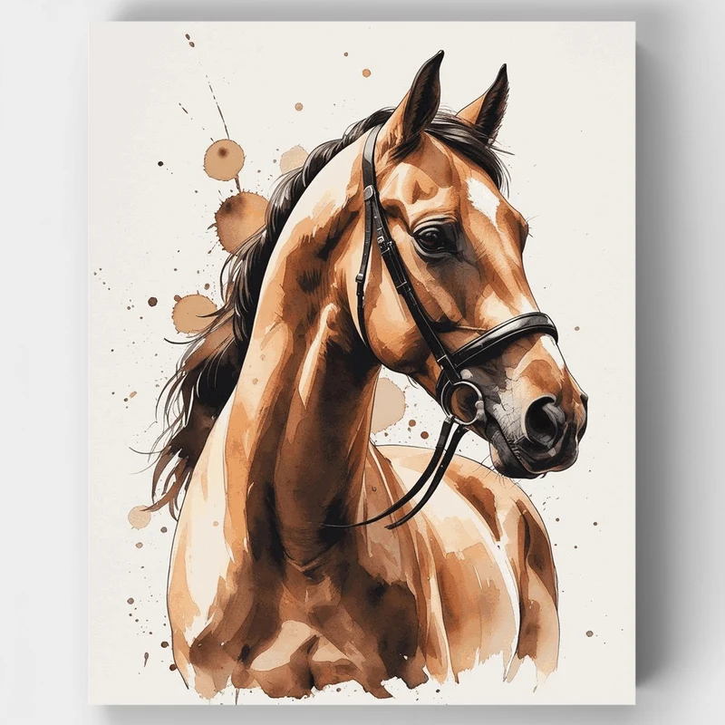 Majestic Brown Horse Portrait - Paint by Numbers Kit