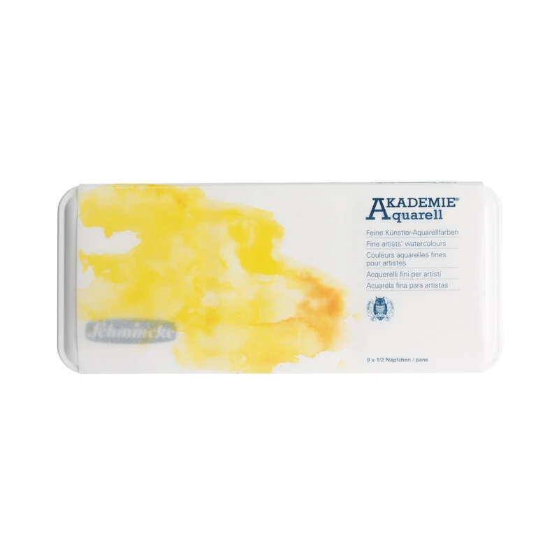 Set di colori ad acquerello Schmincke AKADEMIE Aquarell in scatola di plastica – 9 mezzi godet