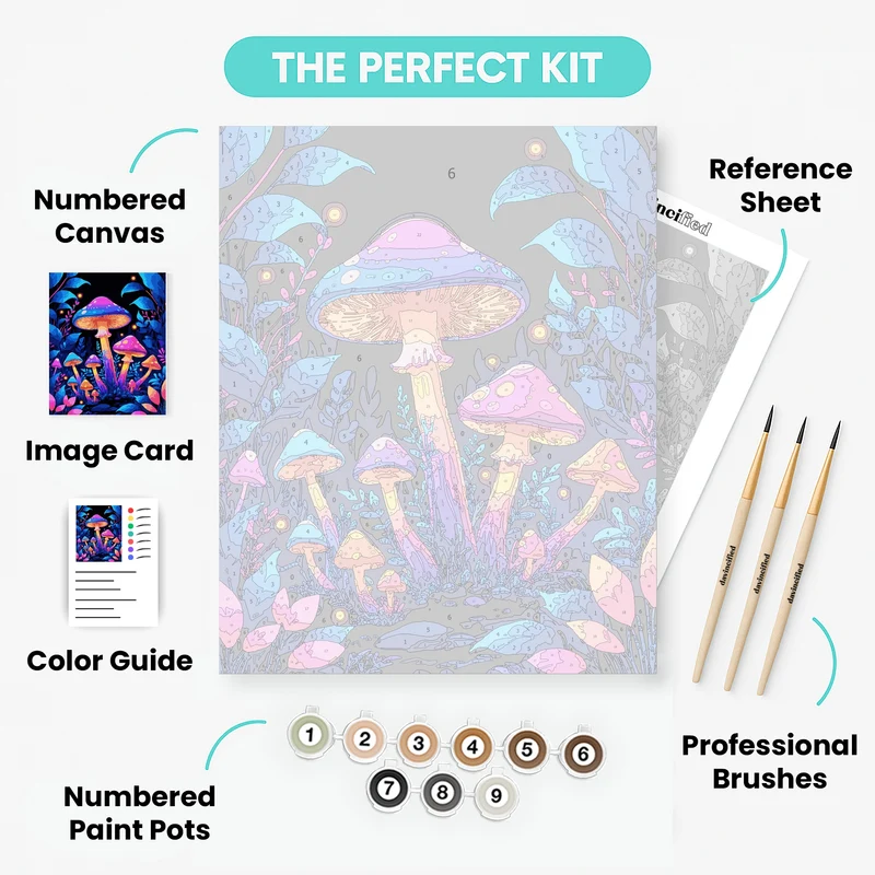 Mystical Mushroom Garden Fantasy - Paint by Numbers Kit