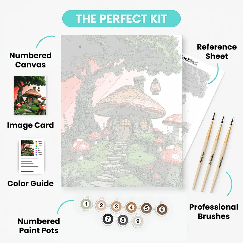 Enchanted Mushroom House - Paint by Numbers Kit