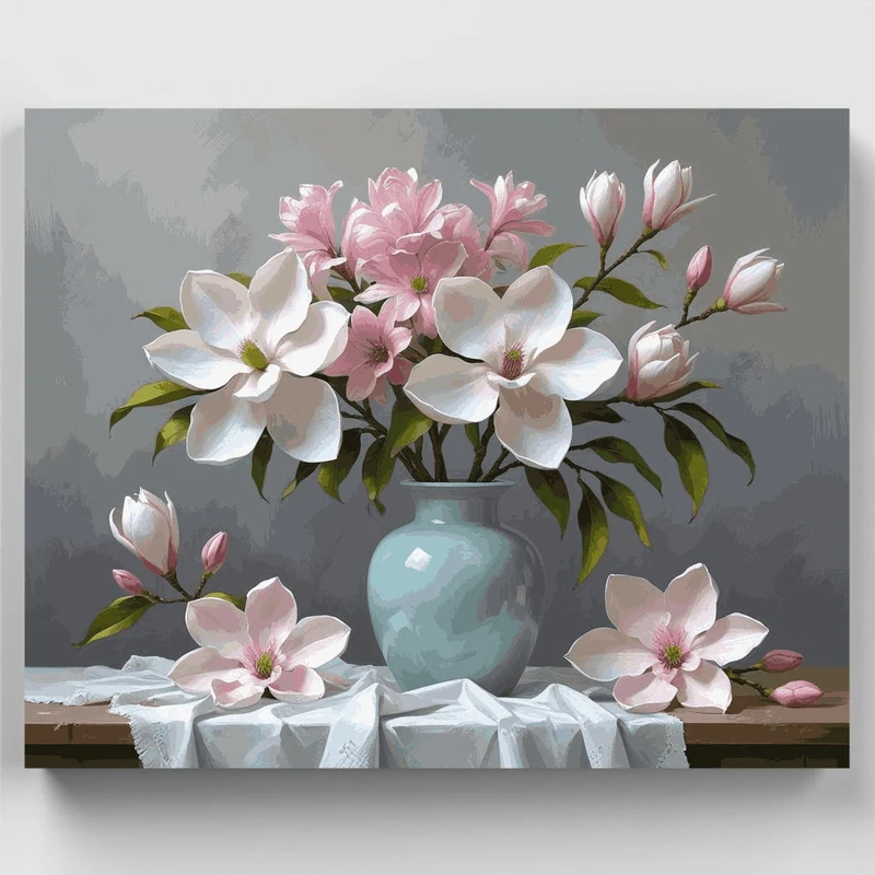 Elegant Magnolia Still Life - Paint by Numbers Kit