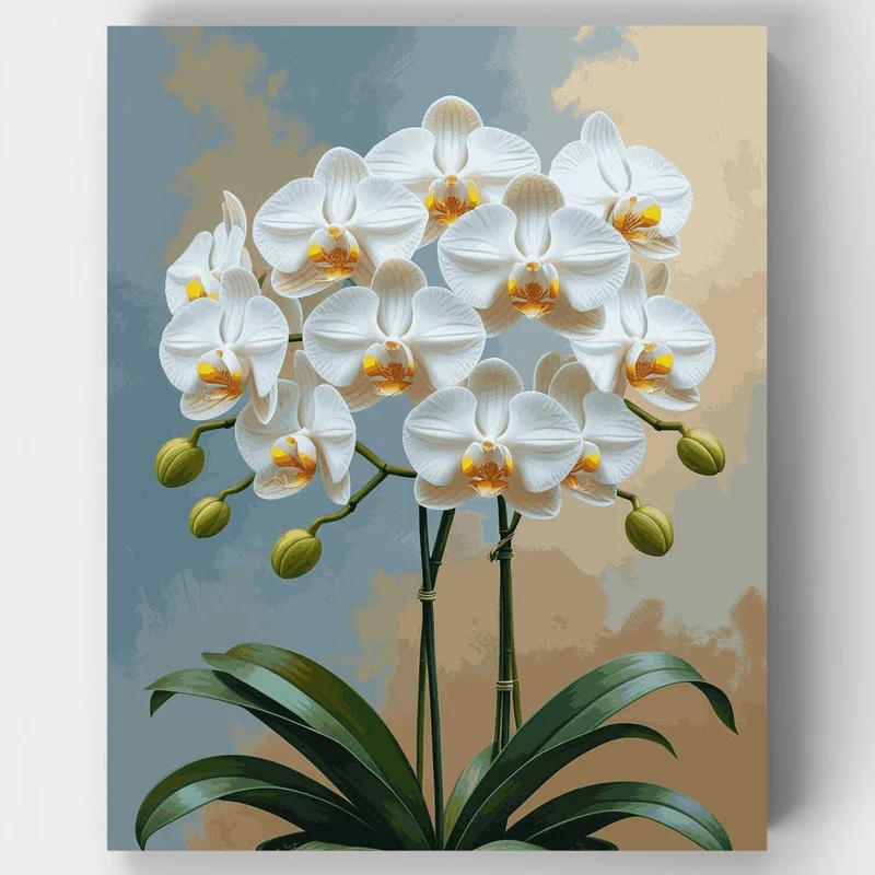White Orchids Botanical Elegance - Paint by Numbers Kit