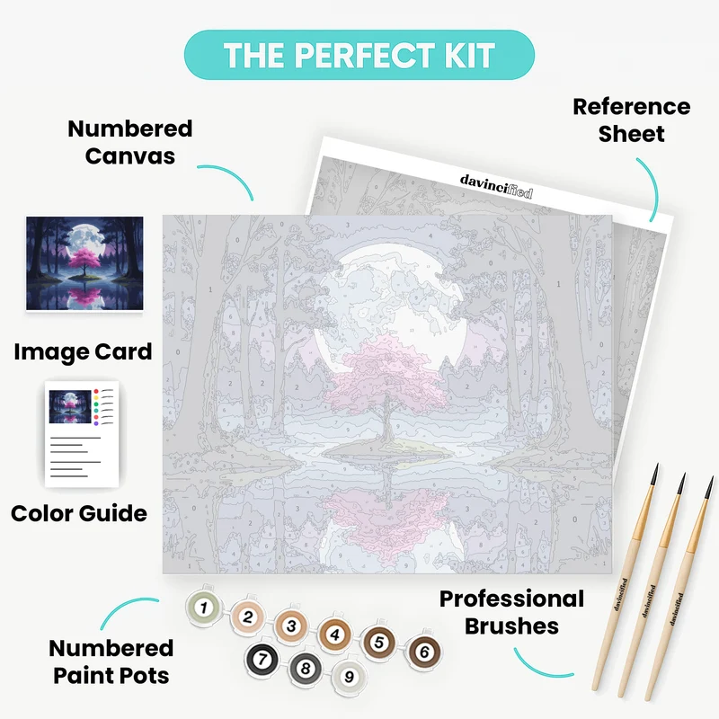 Moonlit Cherry Blossom Island - Paint by Numbers Kit