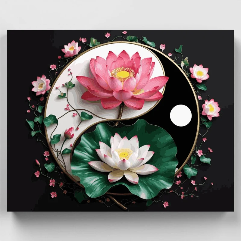 Yin Yang Lotus Harmony - Paint by Numbers Kit