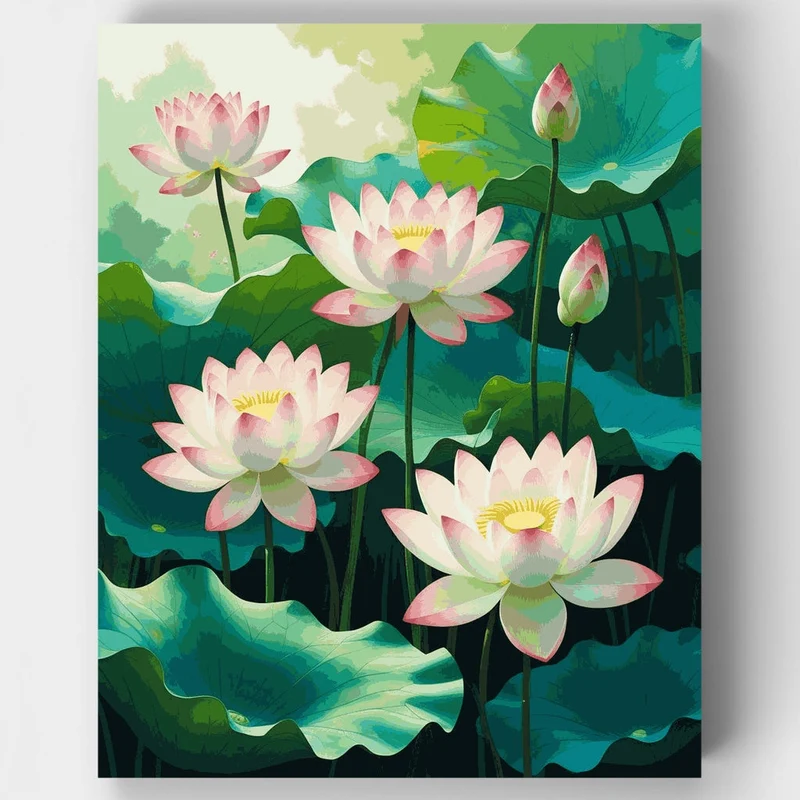 Pink Lotus Garden Paradise - Paint by Numbers Kit