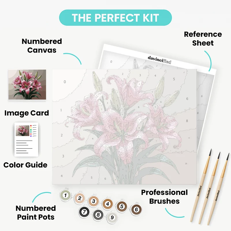 Pink Stargazer Lilies Bouquet - Paint by Numbers Kit