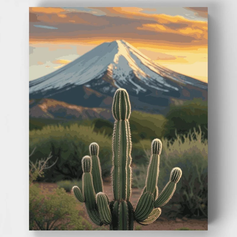 Desert Saguaro Cactus Sunset - Paint by Numbers Kit