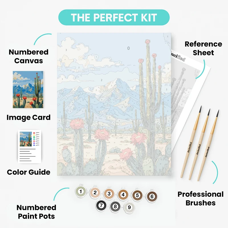 Desert Cactus Blooms - Paint by Numbers Kit