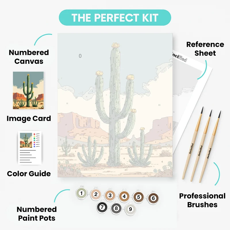 Desert Saguaro Cactus Landscape - Paint by Numbers Kit