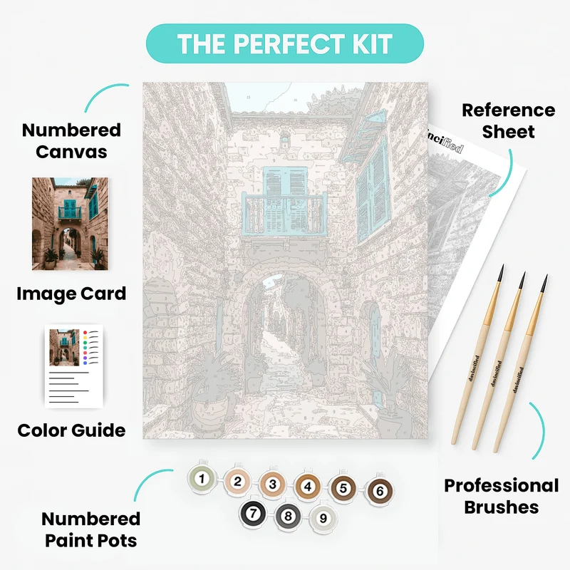 Mediterranean Stone Courtyard - Paint by Numbers Kit