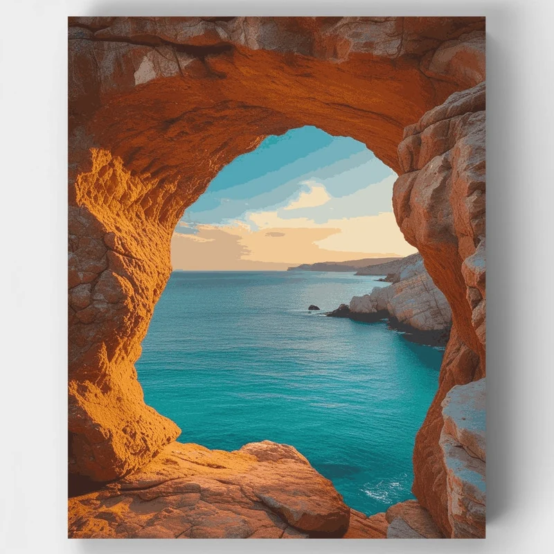 Coastal Cave Ocean View - Paint by Numbers Kit