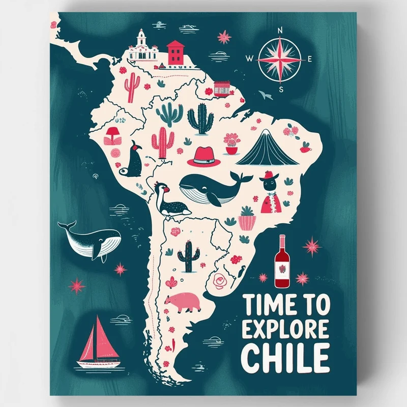 Chile Travel Map - Paint by Numbers Kit