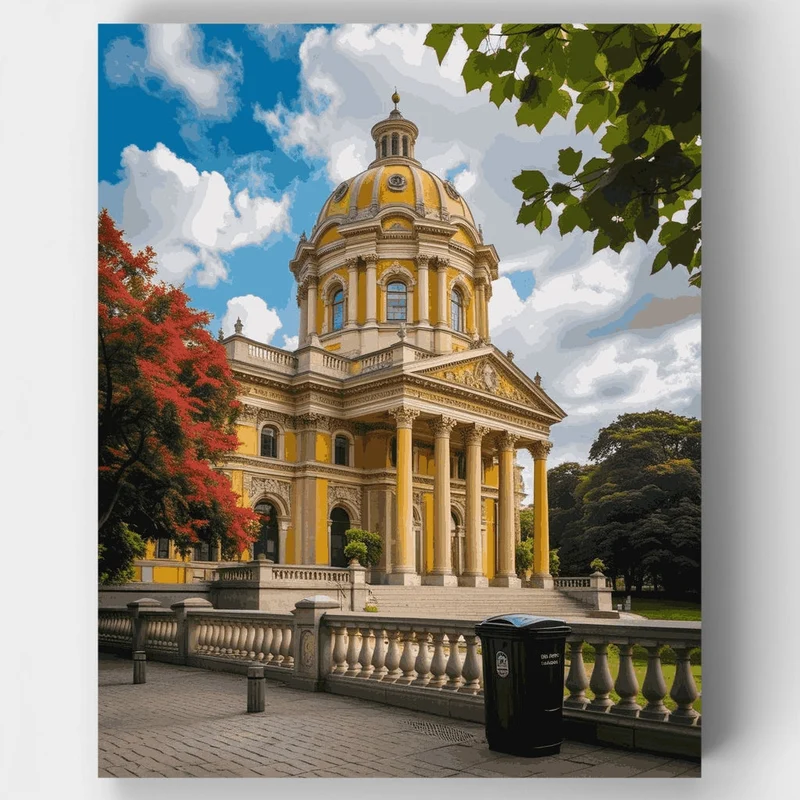 Baroque Cathedral with Golden Dome - Paint by Numbers Kit