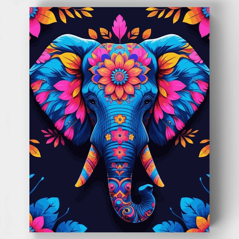 Vibrant Floral Elephant - Paint by Numbers Kit