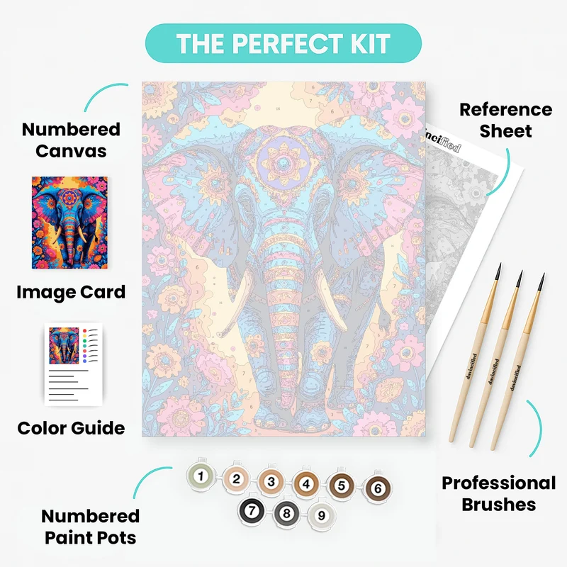 Vibrant Bohemian Elephant - Paint by Numbers Kit