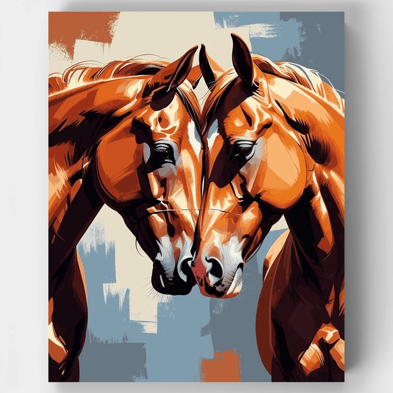Two Horses Nuzzling - Paint by Numbers Kit
