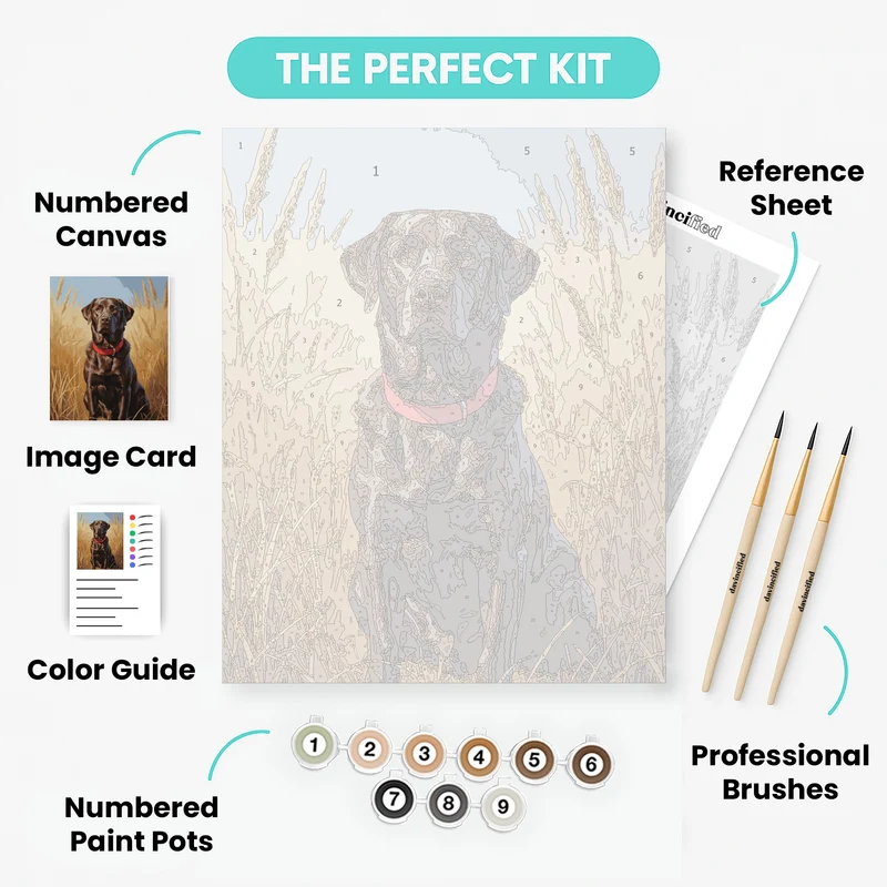 Chocolate Labrador in Golden Wheat Field - Paint by Numbers Kit