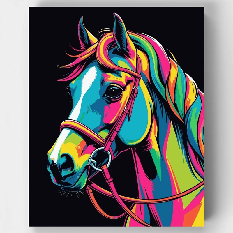 Vibrant Rainbow Horse Portrait - Paint by Numbers Kit