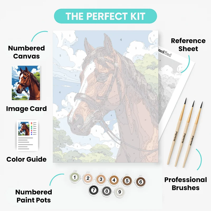 Majestic Chestnut Horse - Paint by Numbers Kit