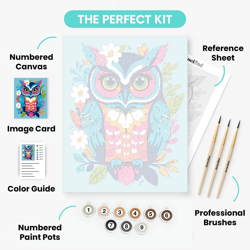 Vibrant Floral Owl - Paint by Numbers Kit