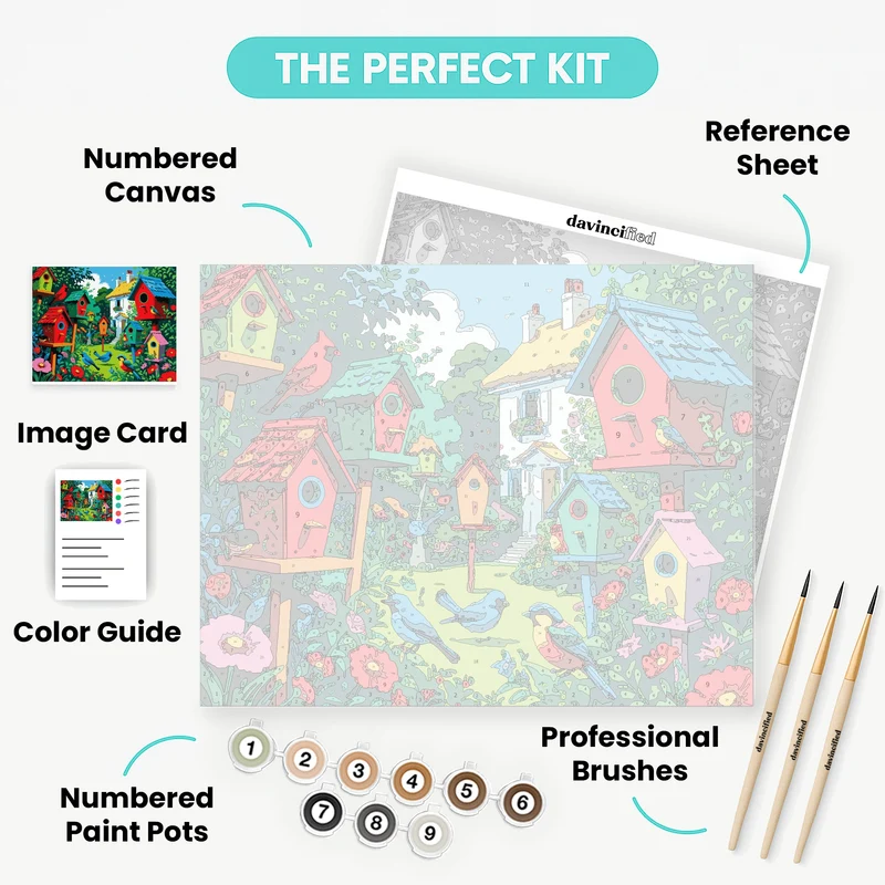 Colorful Birdhouse Garden - Paint by Numbers Kit