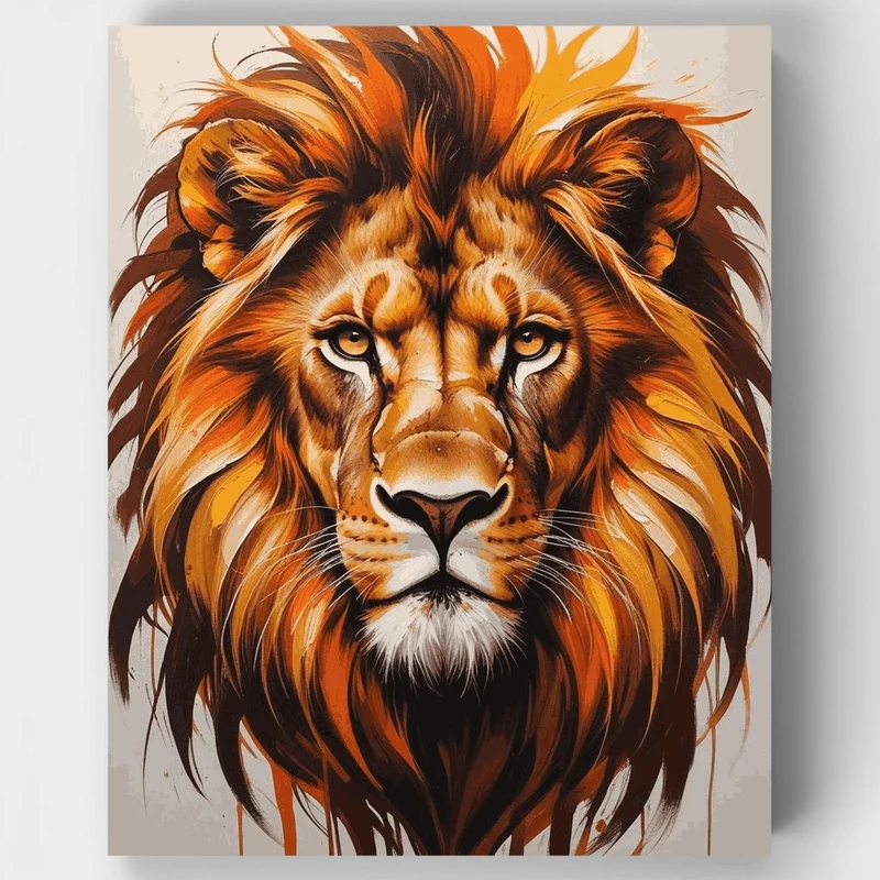 Fiery Maned Lion Majesty - Paint by Numbers Kit