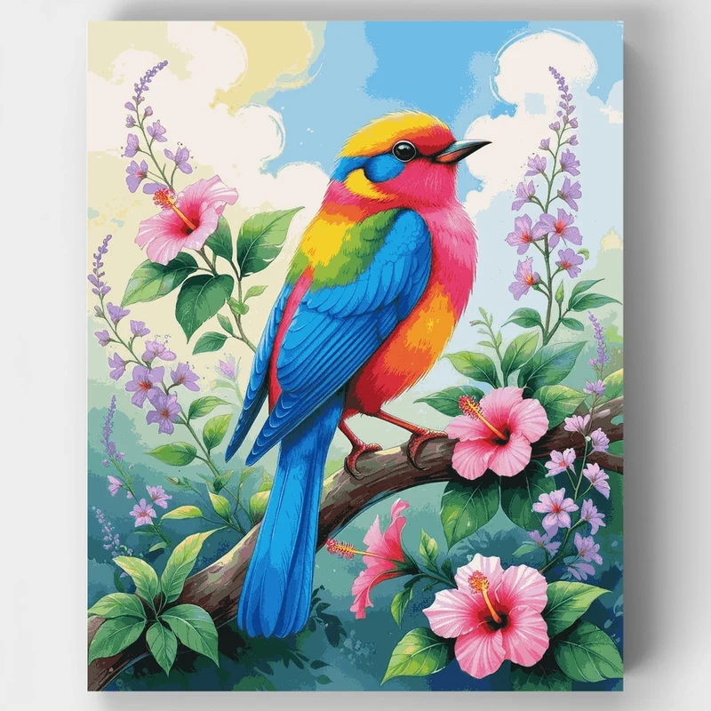 Vibrant Rainbow Bird - Paint by Numbers Kit