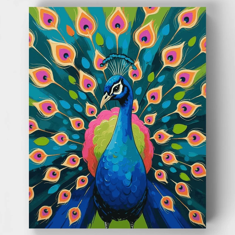 Vibrant Peacock in Full Display - Paint by Numbers Kit
