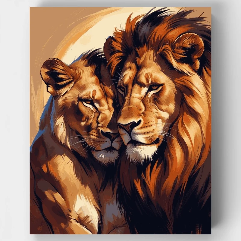 Majestic Lion Pair - Paint by Numbers Kit