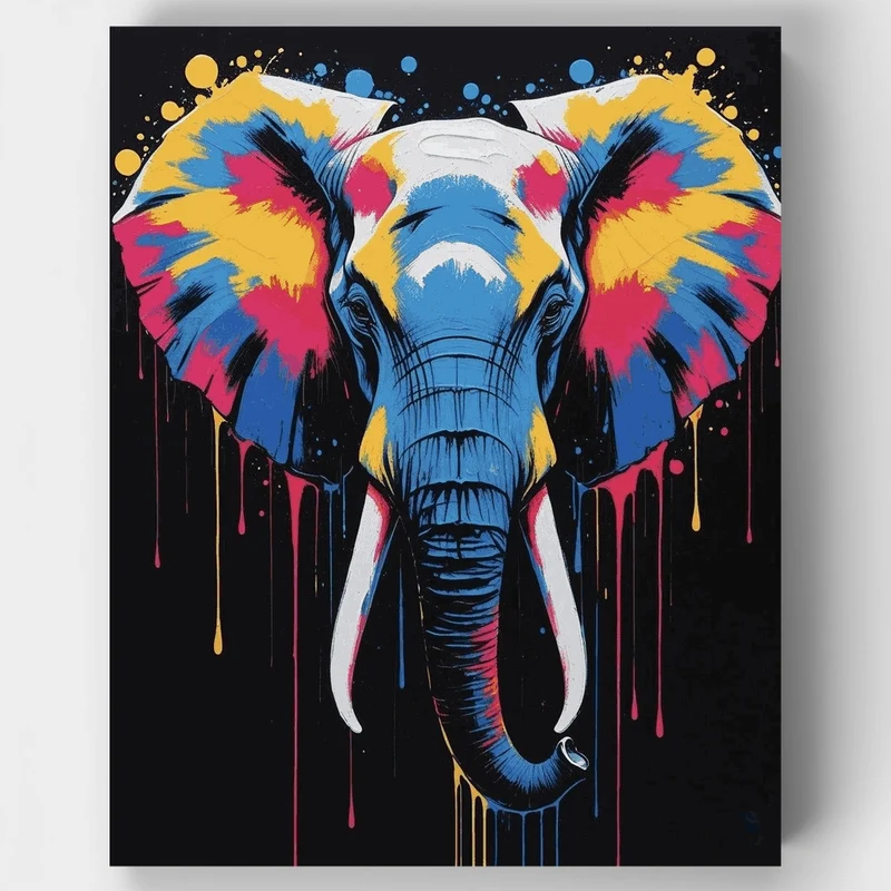 Vibrant Pop Art Elephant - Paint by Numbers Kit