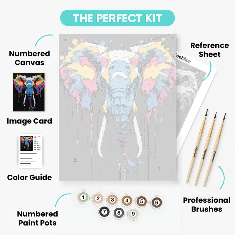 Vibrant Pop Art Elephant - Paint by Numbers Kit