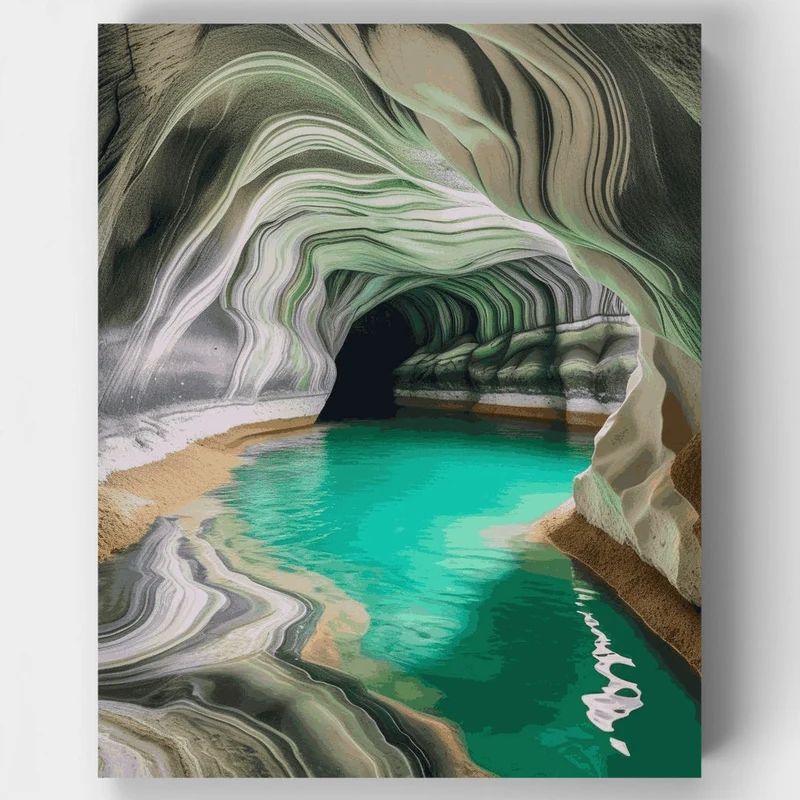 Marble Cave with Turquoise Waters - Paint by Numbers Kit