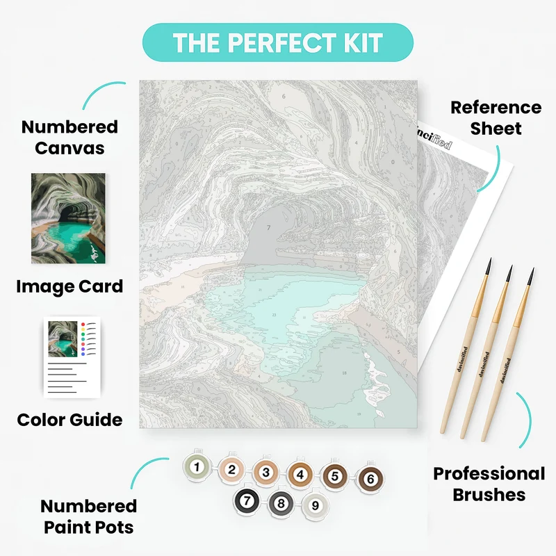 Marble Cave with Turquoise Waters - Paint by Numbers Kit