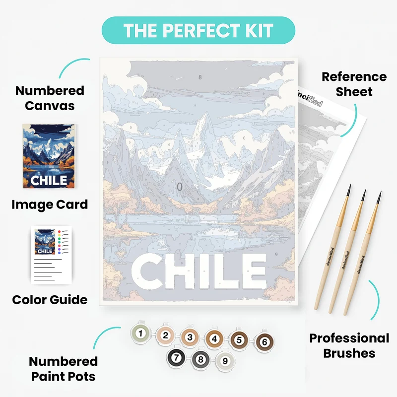 Chilean Patagonia Mountain Vista - Paint by Numbers Kit