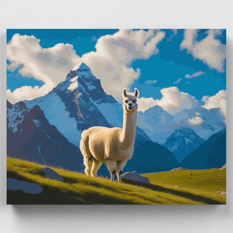 Llama in Mountain Meadow - Paint by Numbers Kit