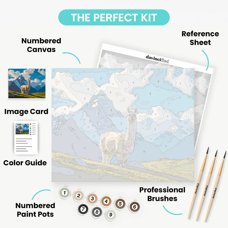 Llama in Mountain Meadow - Paint by Numbers Kit